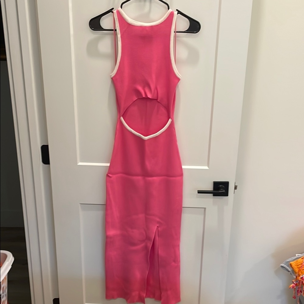 Lucca Pink Sleeveless Cutout Ribbed Dress Size M